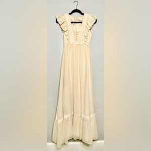 Candi Jones Prairie Pinafore Cotton Crochet Lace Ruffled  Sleeveless Maxi dress